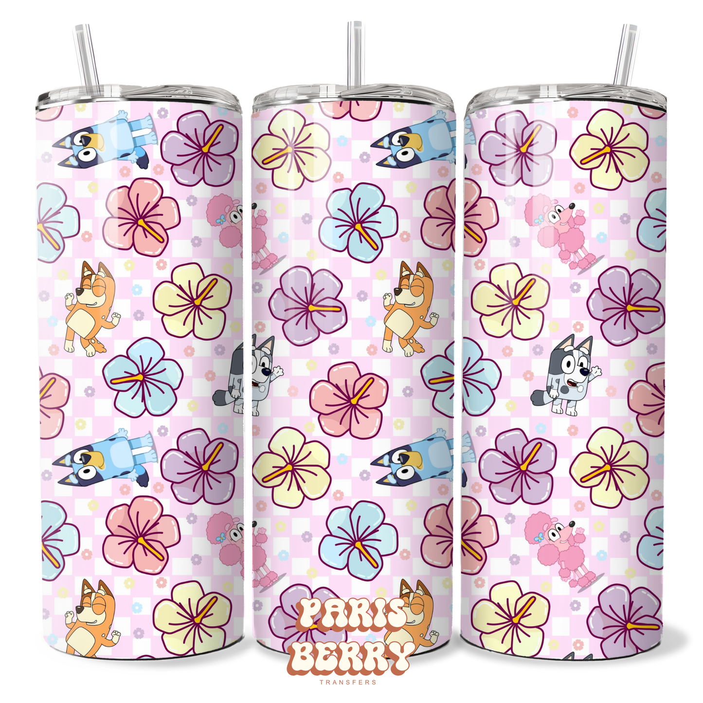 Bluish Floral Pattern - 20oz Sublimation Tumbler Wrap