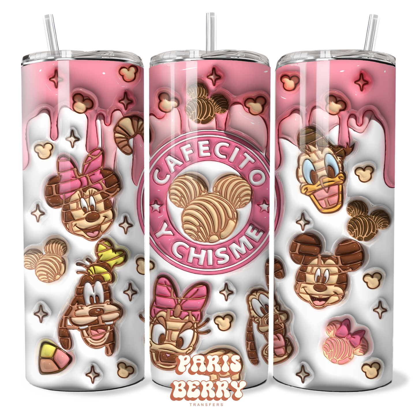 Cafecito Y Chisme Mouse & Friends - 20oz Sublimation Tumbler Wrap