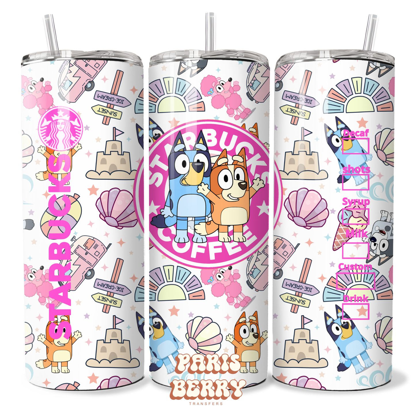 Bluish & Friends Pink Coffee - 20oz Sublimation Tumbler Wrap