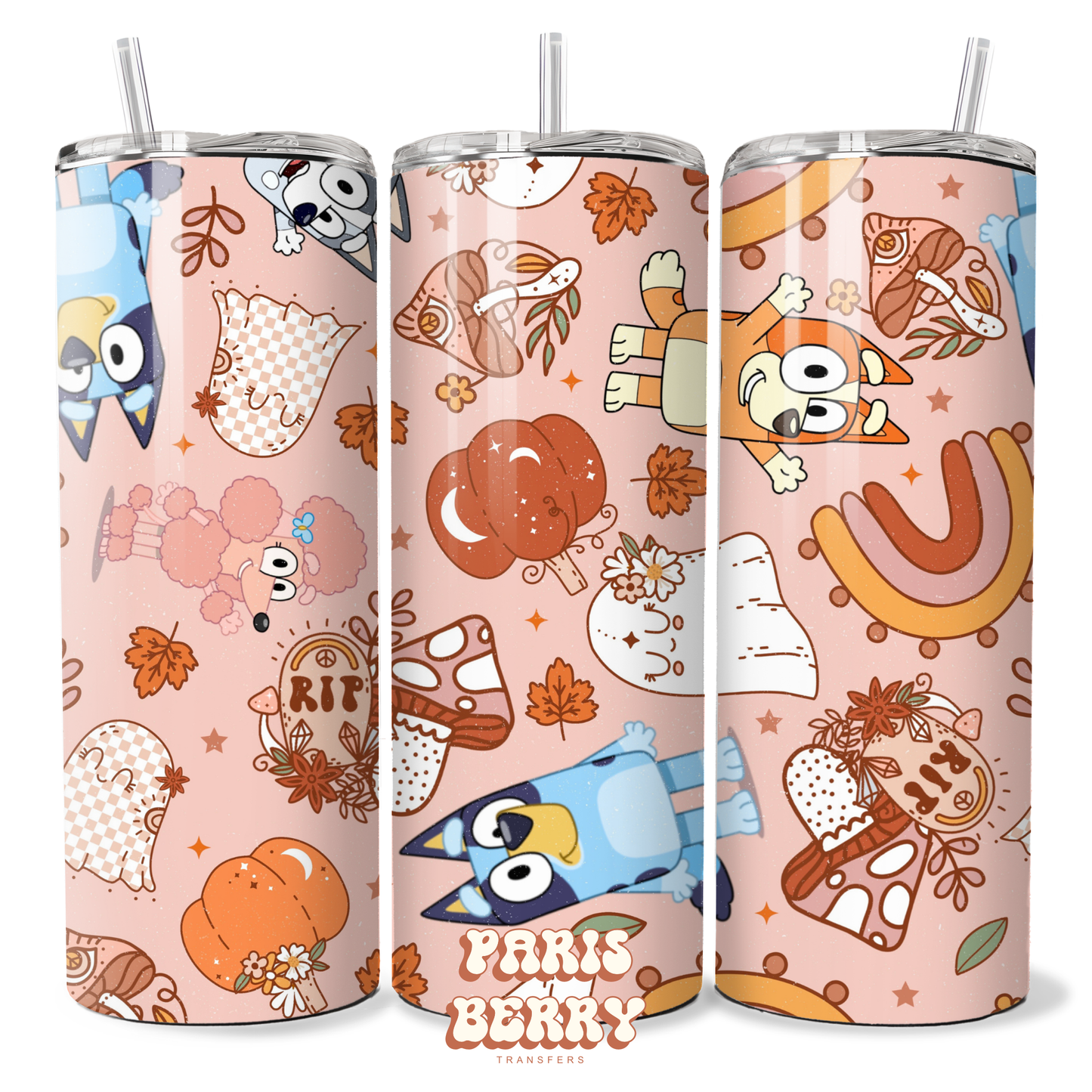 Bluish Friends & Pumpkin - 20oz Sublimation Tumbler Wrap