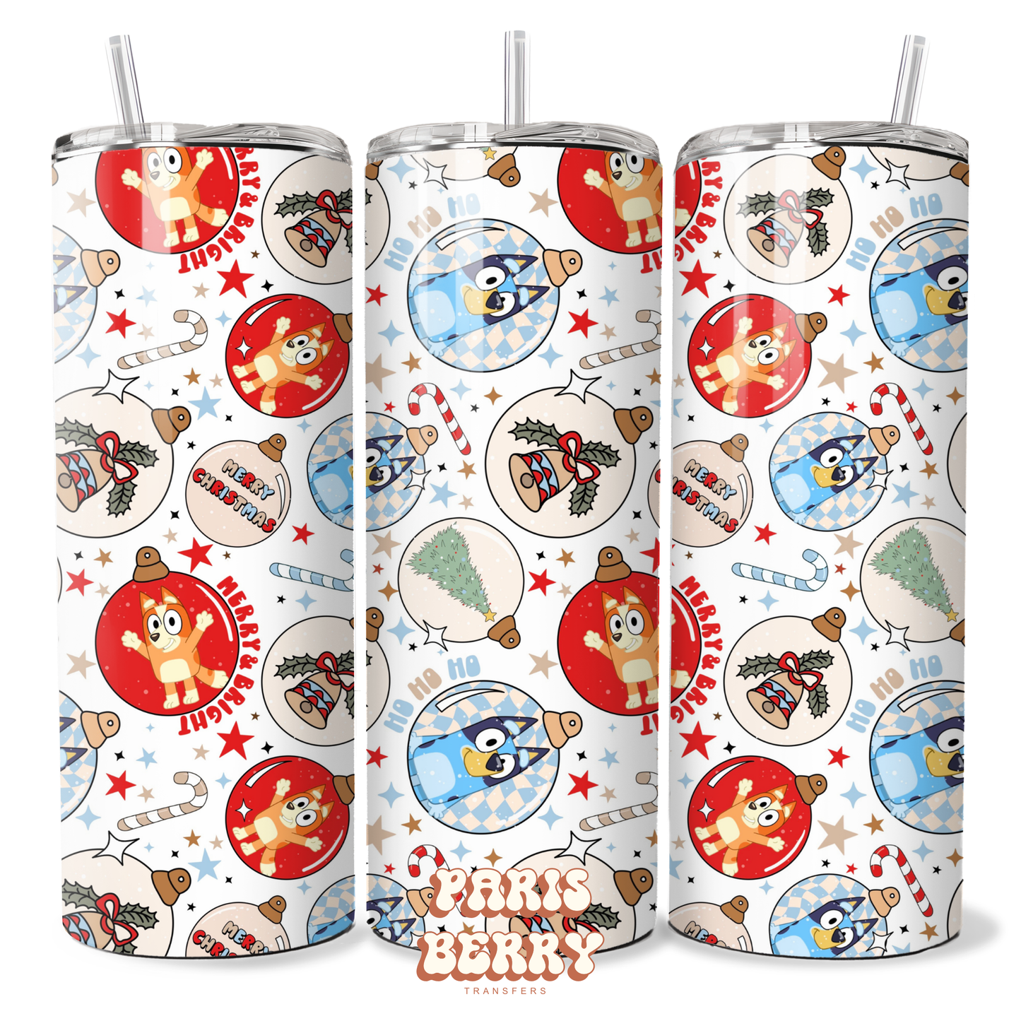 Bluish Christmas Friends - 20oz Sublimation Tumbler Wrap