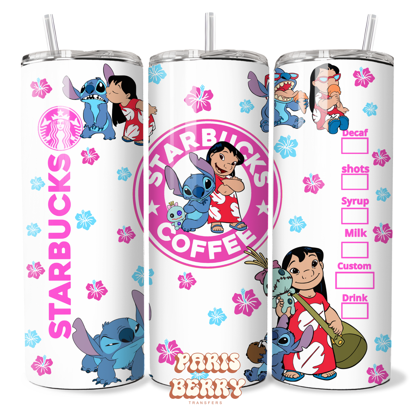 Cute Blue & Pink Coffee - 20oz Sublimation Tumbler Wrap