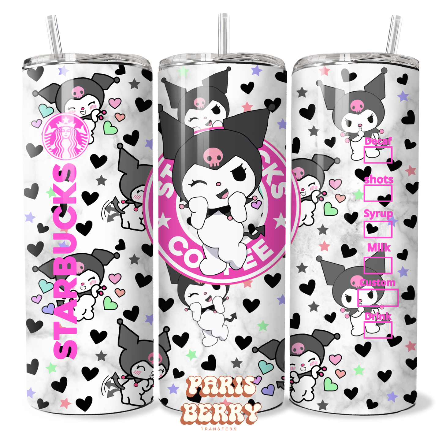 Pink H.Kitty Coffee Bat - 20oz Sublimation Tumbler Wrap