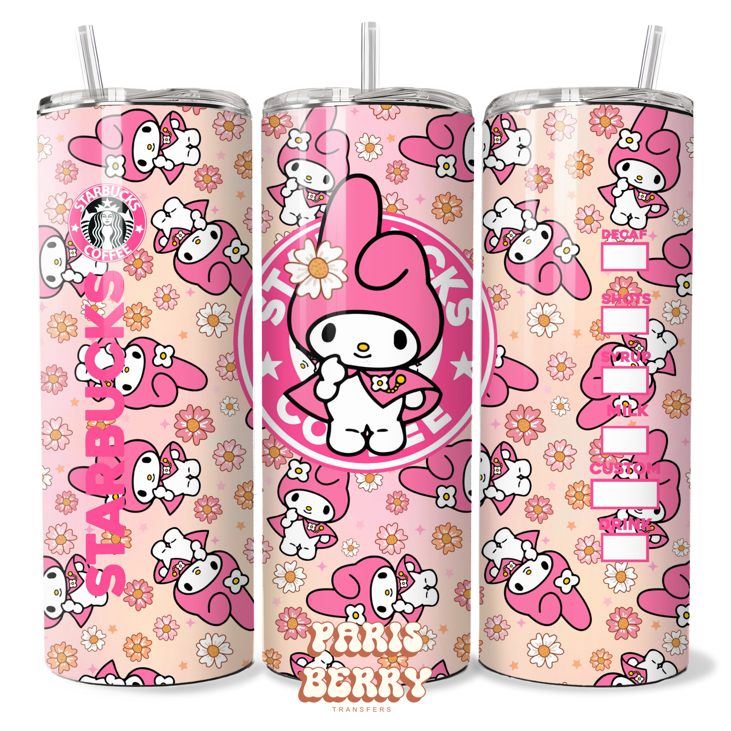 Cute H.Kitty Pink Coffee - 20oz Sublimation Tumbler Wrap