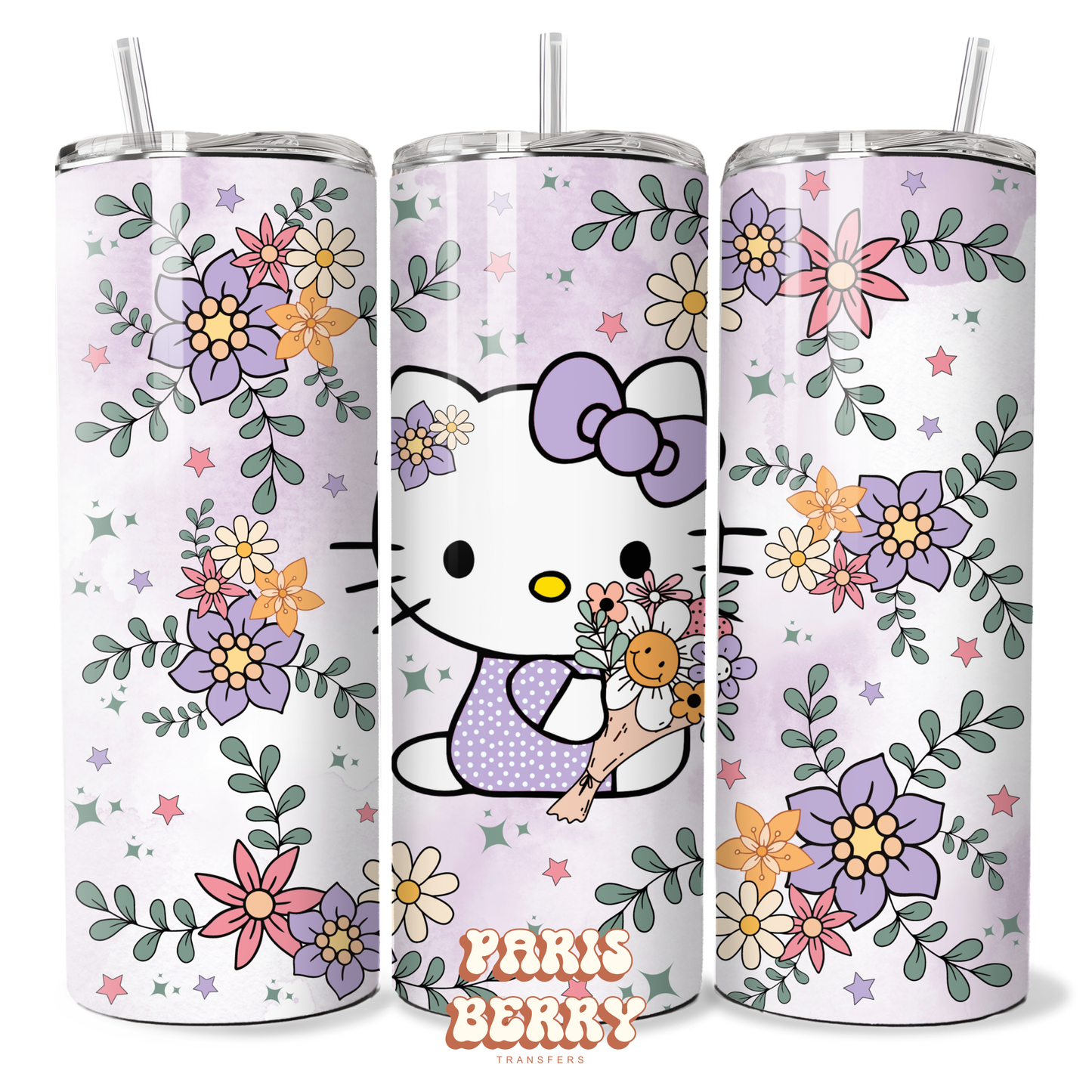 Cute H.Kitty Spring Floral - 20oz Sublimation Tumbler Wrap
