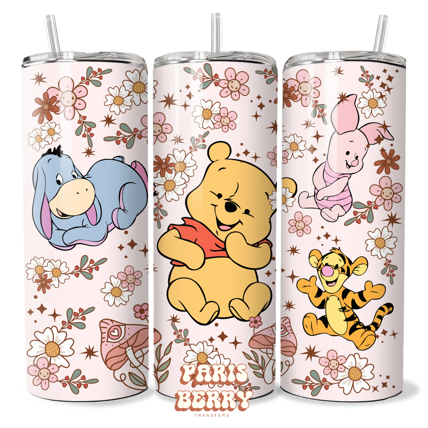 Baby Honey Bear Floral Friends - 20oz Sublimation Tumbler Wrap