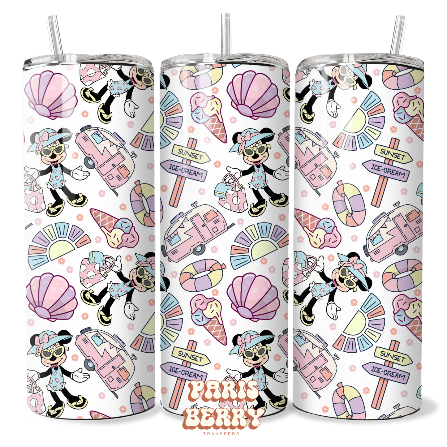 Summer Beach Mouse - 20oz Sublimation Tumbler Wrap