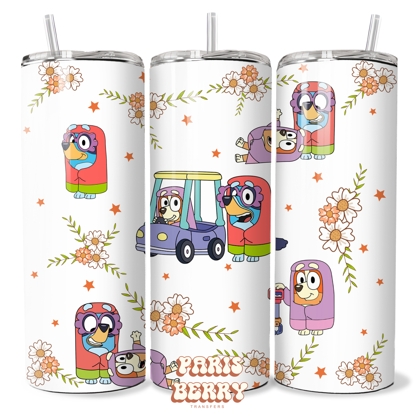Bluish Car Pups - 20oz Sublimation Tumbler Wrap