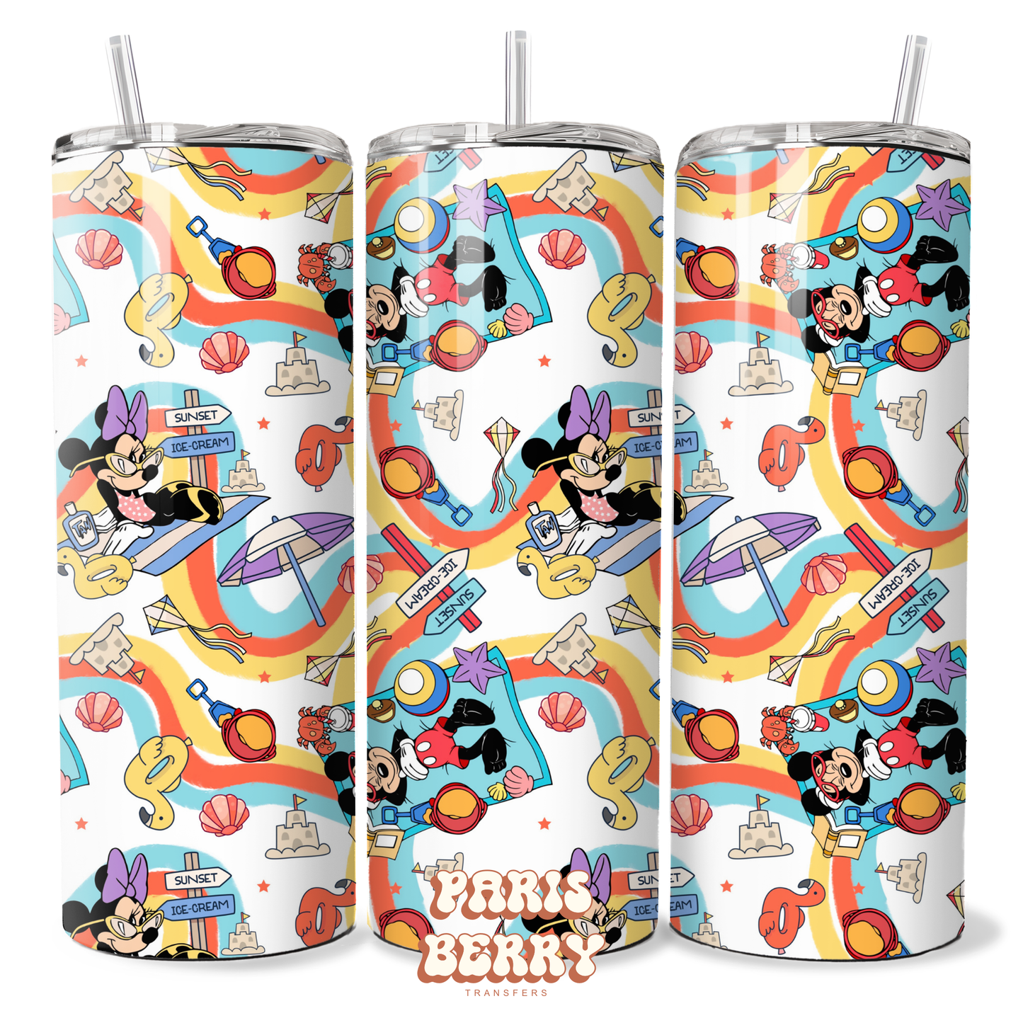 Summer Beach Mouse - 20oz Sublimation Tumbler Wrap