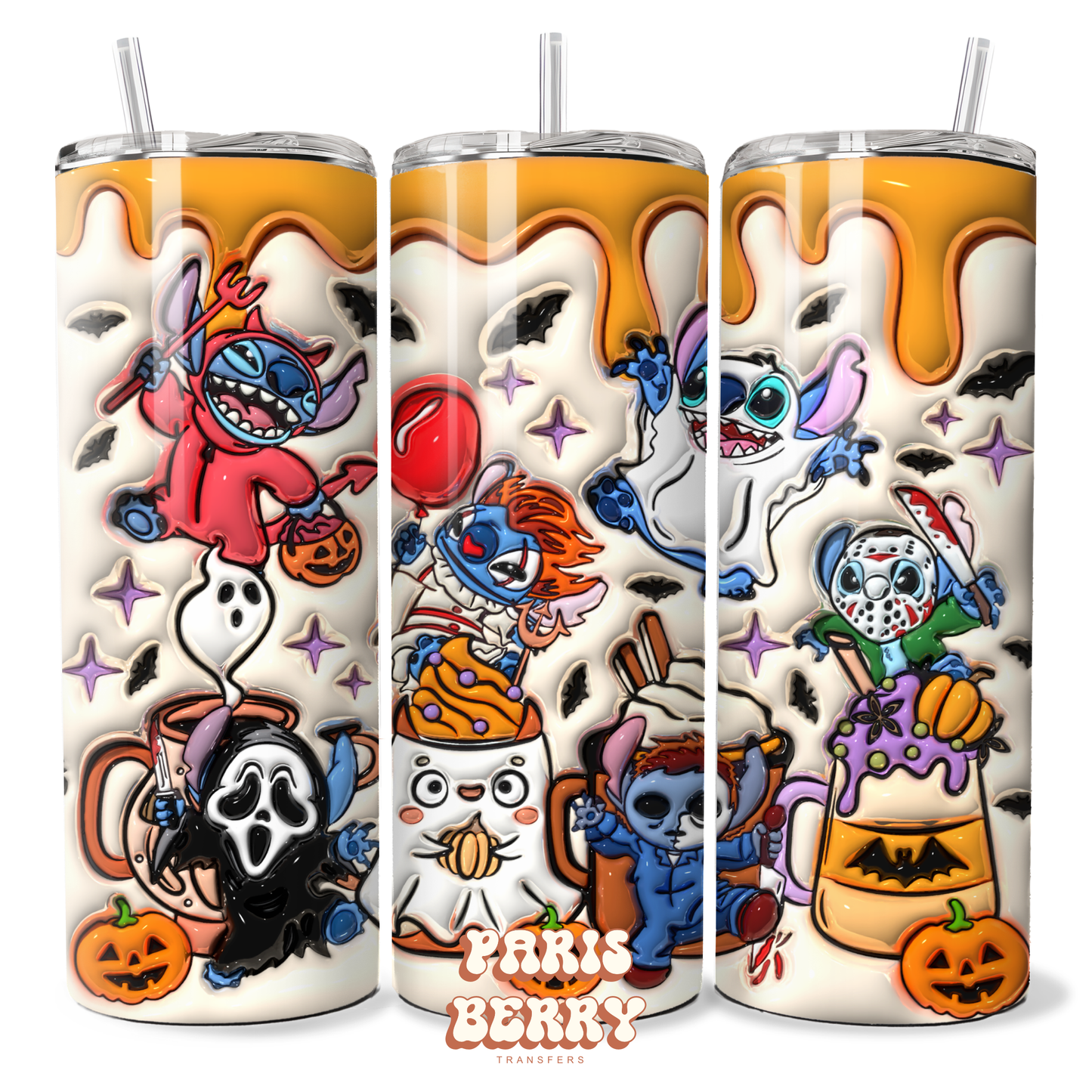 Spooky Cute Blue Friends - 20oz Sublimation Tumbler Wrap