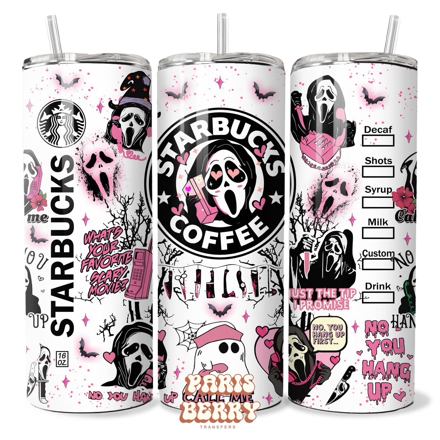 Ghost Pink Face Coffee - 20oz Sublimation Tumbler Wrap