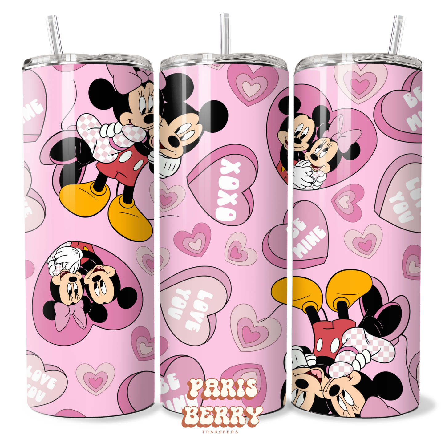 Pink XOXO Mouse Couple - 20oz Sublimation Tumbler Wrap