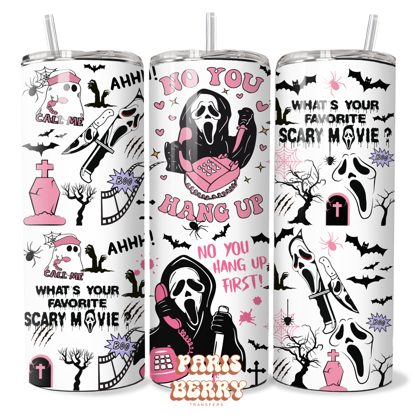 No You Hang Up Ghost Face - 20oz Sublimation Tumbler Wrap