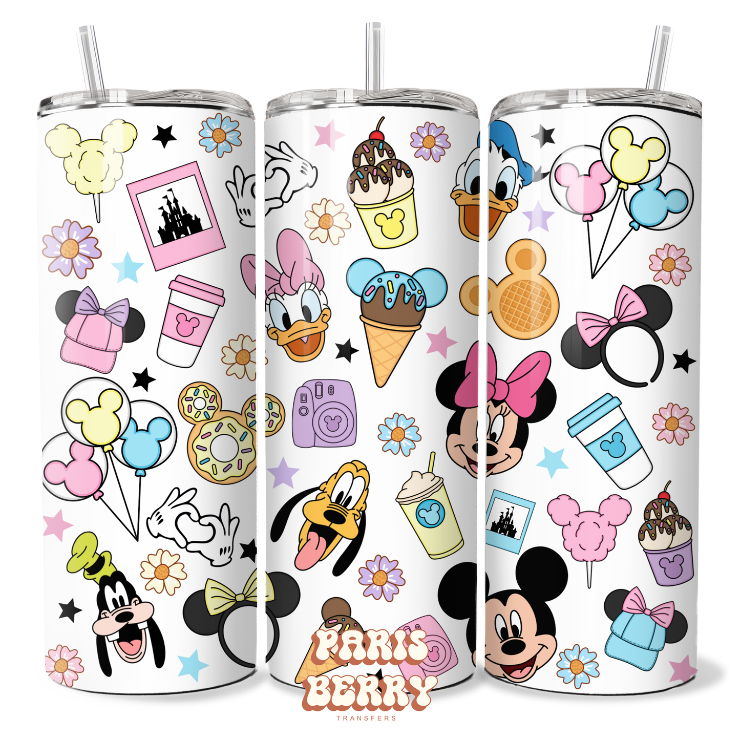 Mouse Friends & Snacks - 20oz Sublimation Tumbler Wrap