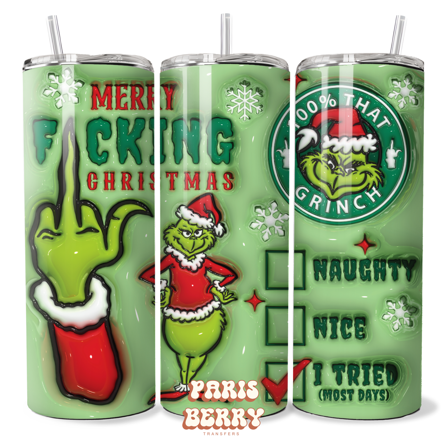 Naughty Grinchmas - 20oz Sublimation Tumbler Wrap