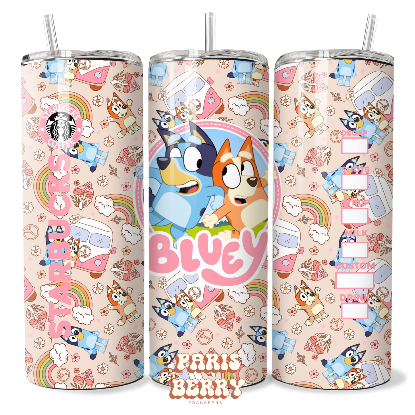 Bluish & Pink Coffee - 20oz Sublimation Tumbler Wrap