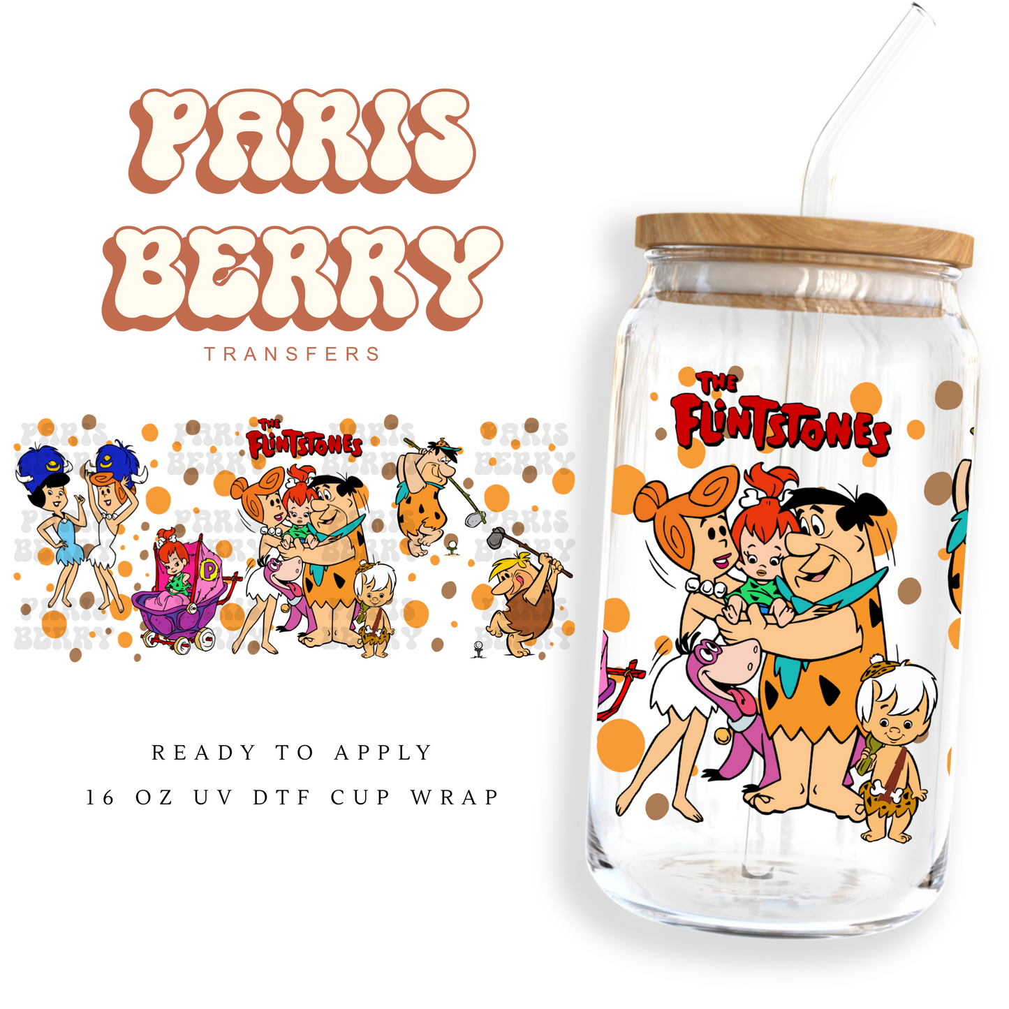 Caveman Family - 16oz UVDTF Cup Wrap