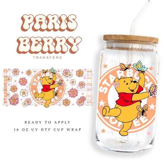 Honey Bear Floral Coffee - 16oz UVDTF Cup Wrap