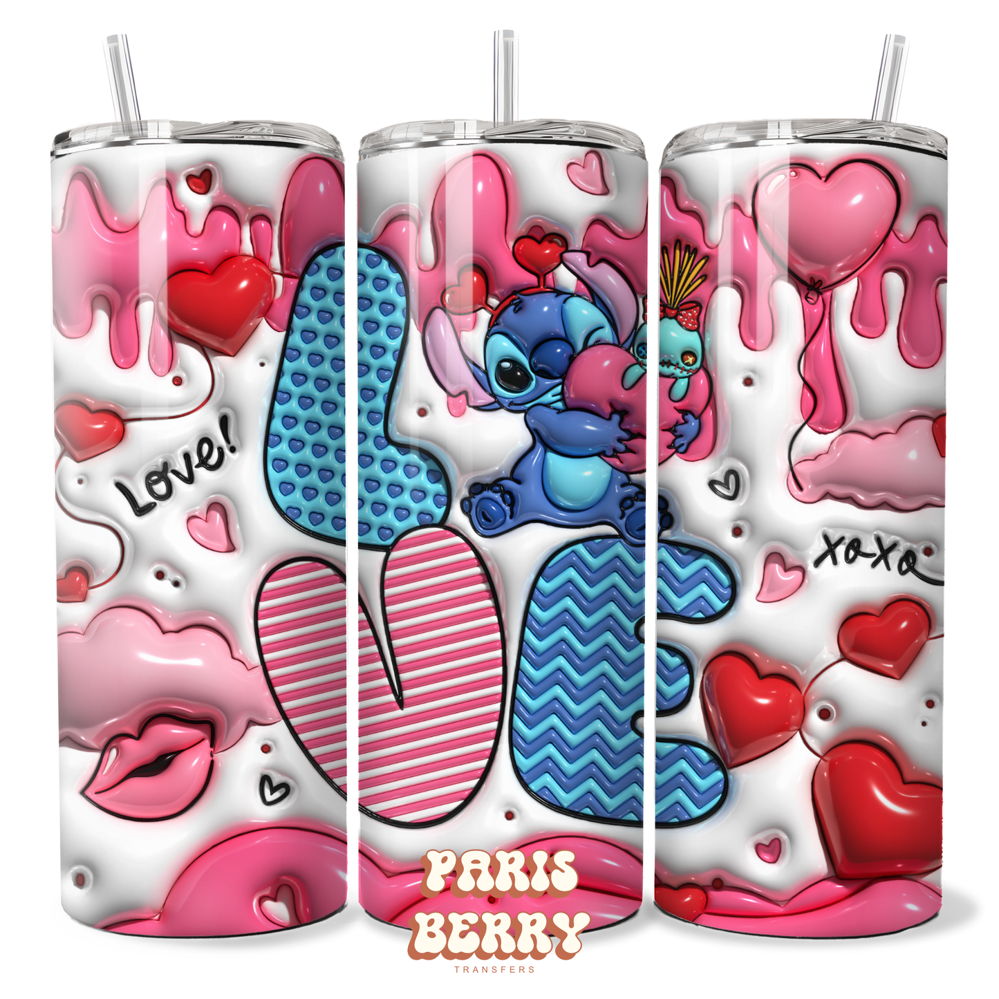 Cute Blue Love - 20oz Sublimation Tumbler Wrap