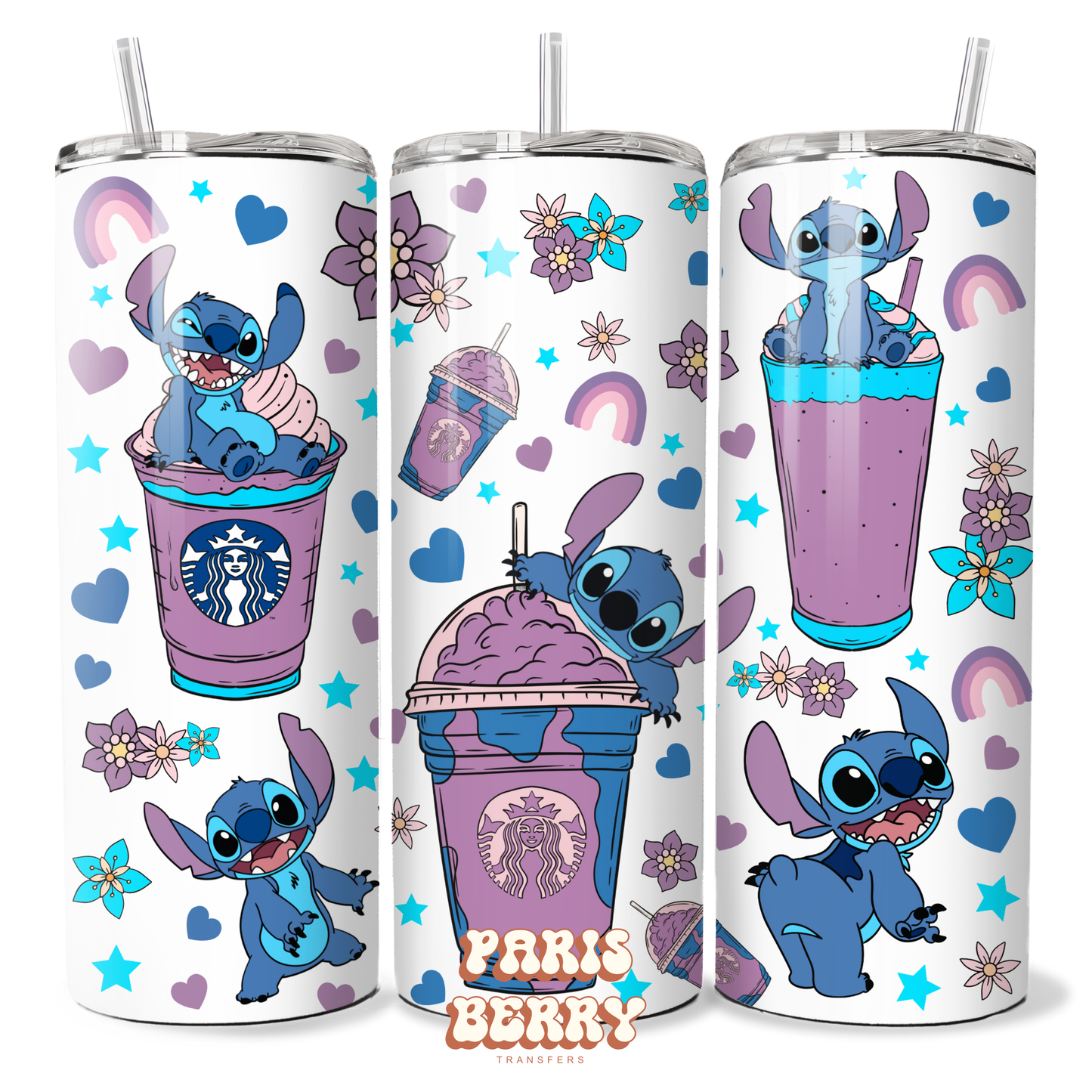 Cute Blue Drinks - 20oz Sublimation Tumbler Wrap