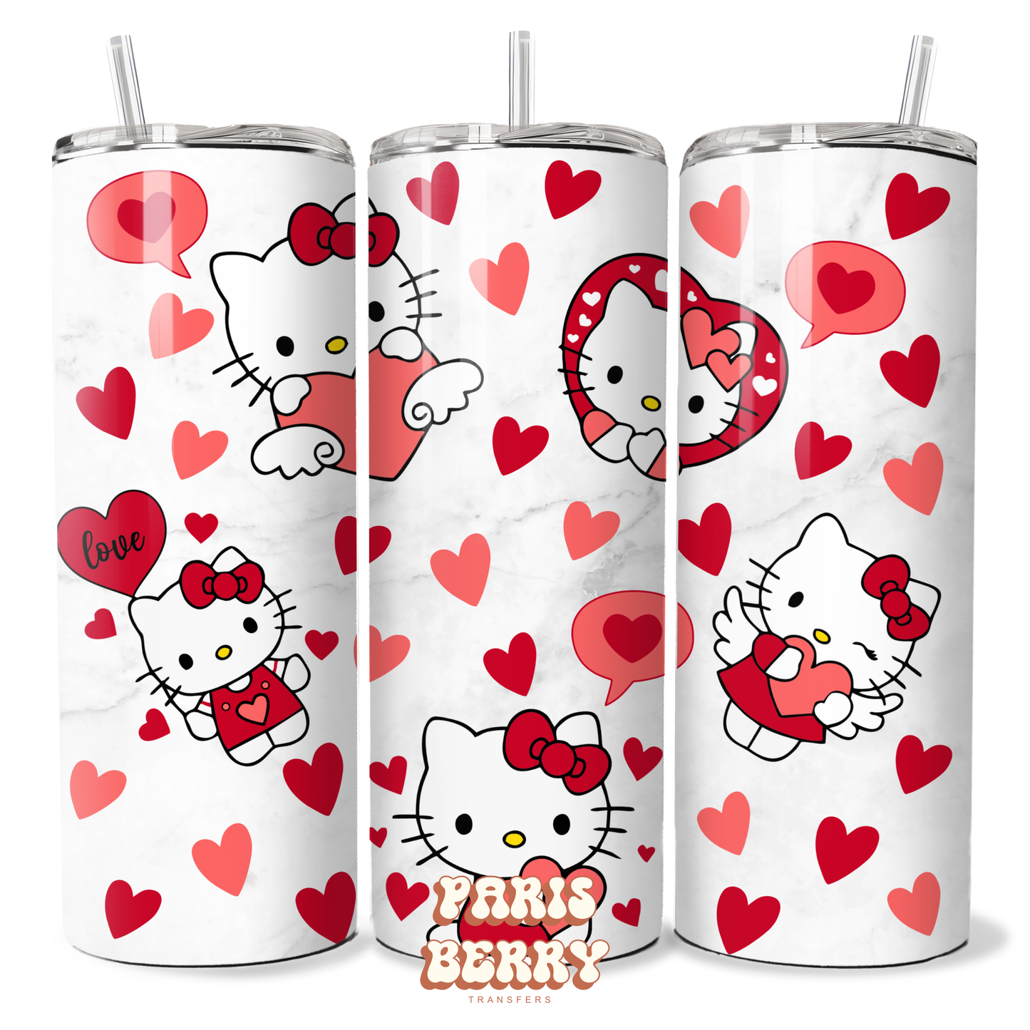Cute H.Kitty Hearts - 20oz Sublimation Tumbler Wrap
