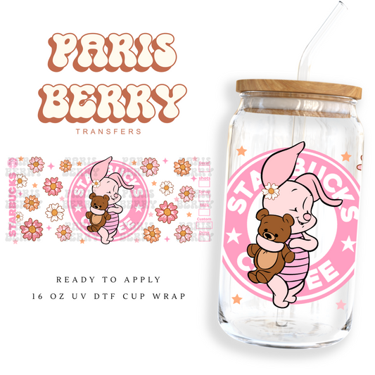 Pink Honey Bear Coffee - 16oz UVDTF Cup Wrap