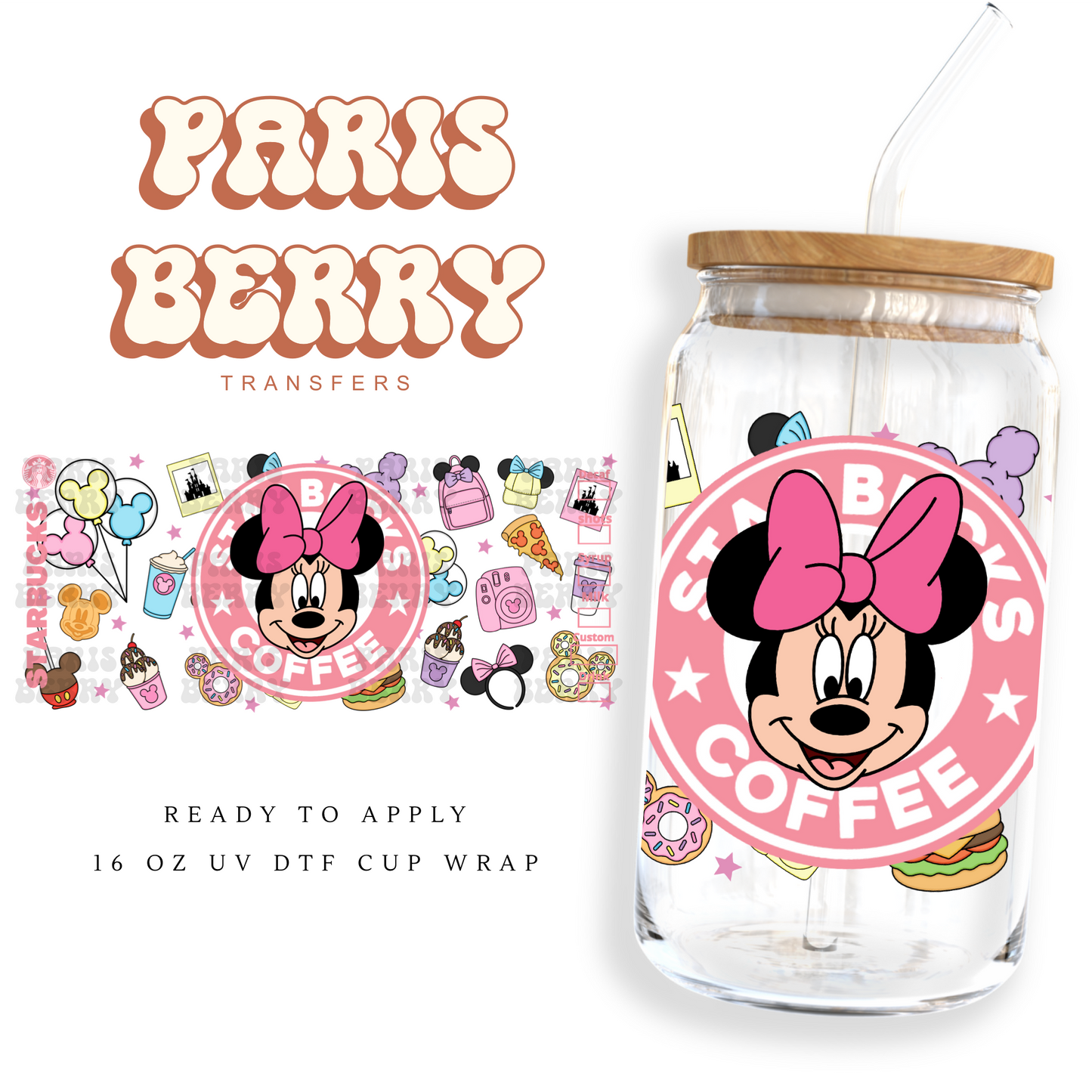 Pink Mouse Coffee - 16oz UVDTF Cup Wrap