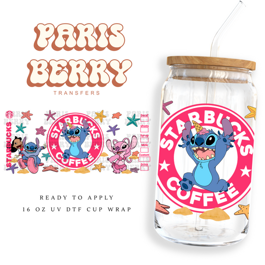 Pink & Blue Coffee - 16oz UVDTF Cup Wrap