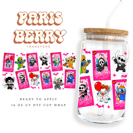 Pink & Blue Spooky Friends - 16oz UVDTF Cup Wrap