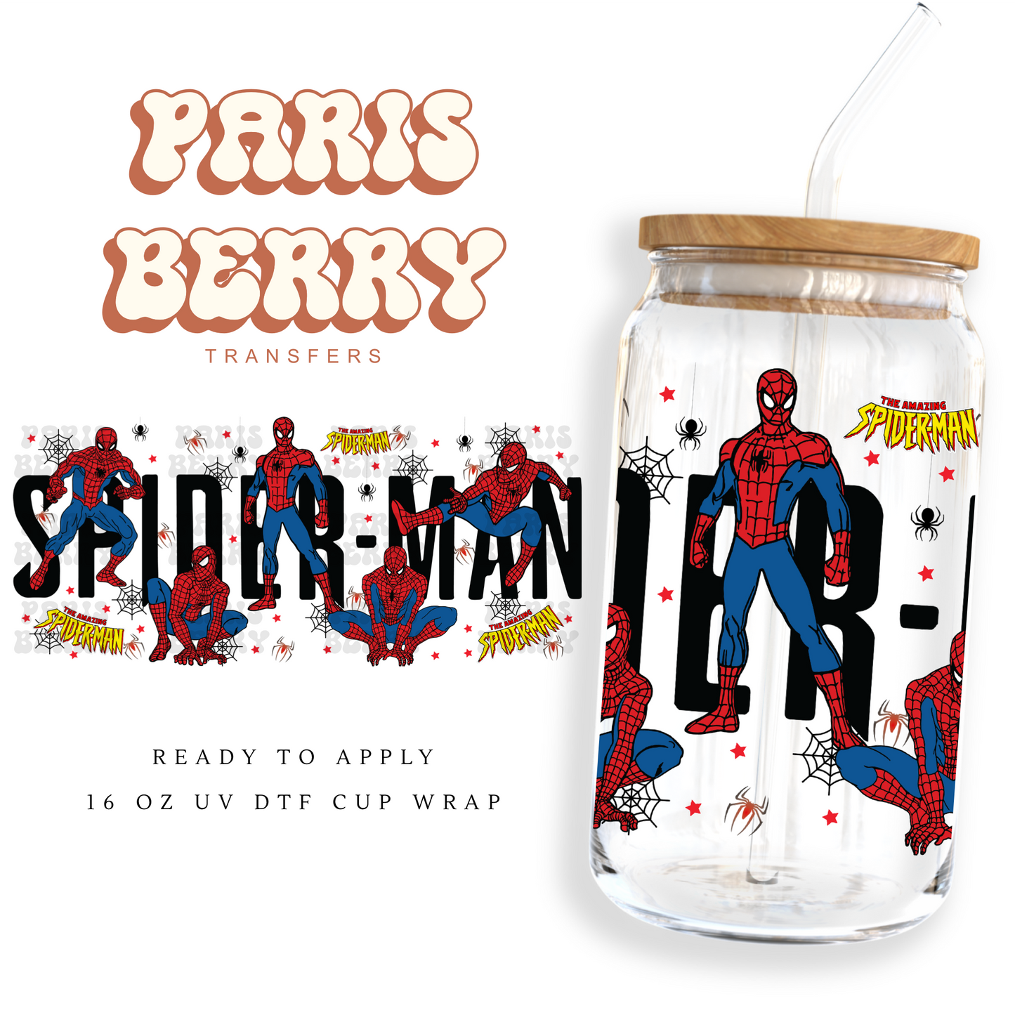 Retro Spider Comic - 16oz UVDTF Cup Wrap