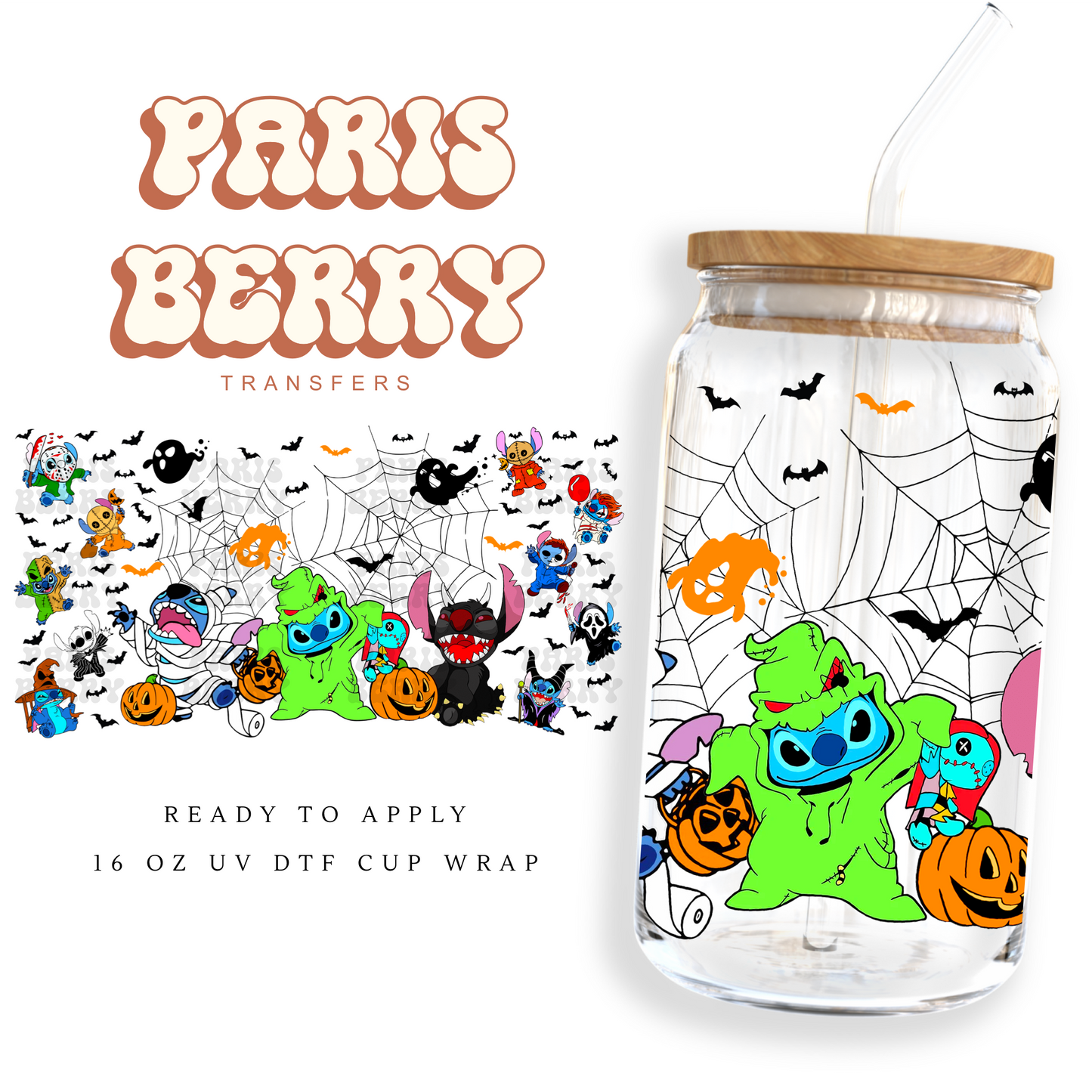 Spooky Blue & Friends - 16oz UVDTF Cup Wrap