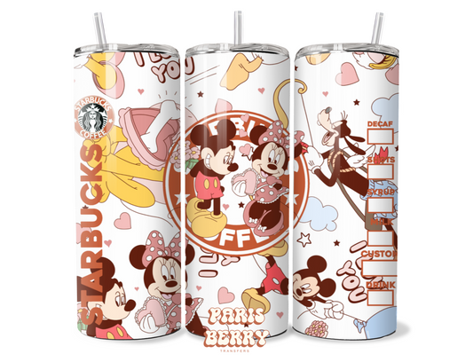 I Love You Mouse Coffee - 20oz Sublimation Tumbler Wrap